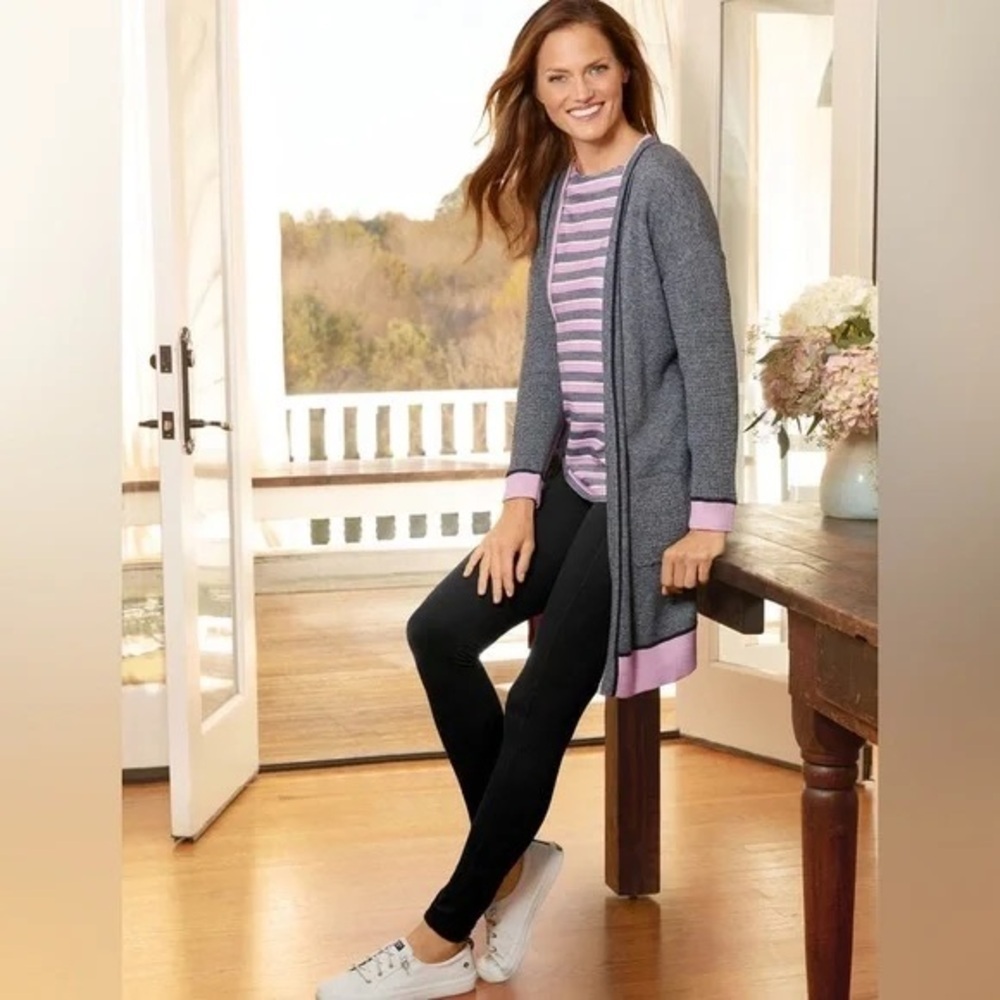 ❄️ T by Talbots | MIXED TEXTURE MARLED CARDIGAN XLP Petite - Picture 3 of 12